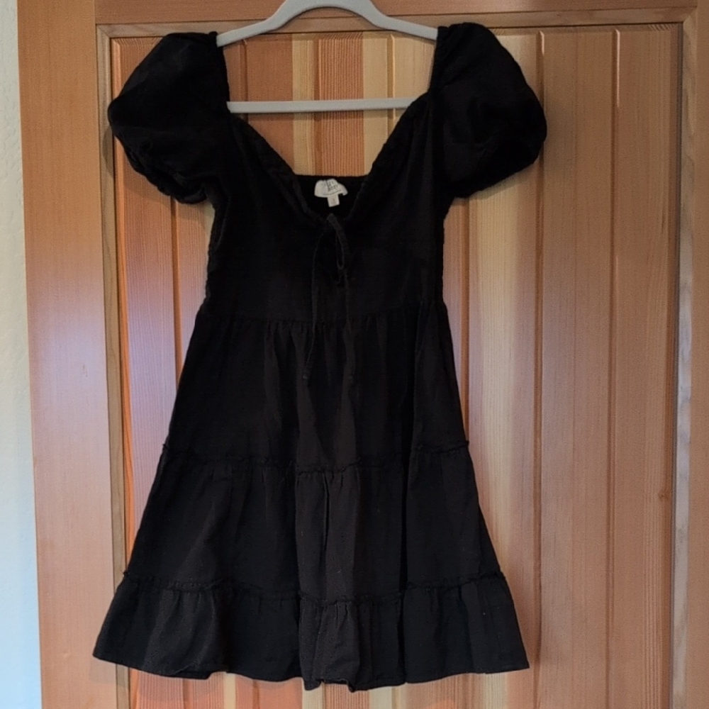Black Puff Sleeve Dress With Milk Maid/Cottage Core Style